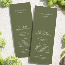 Simple Olive Green Wedding Menu Card Inbjudningar
