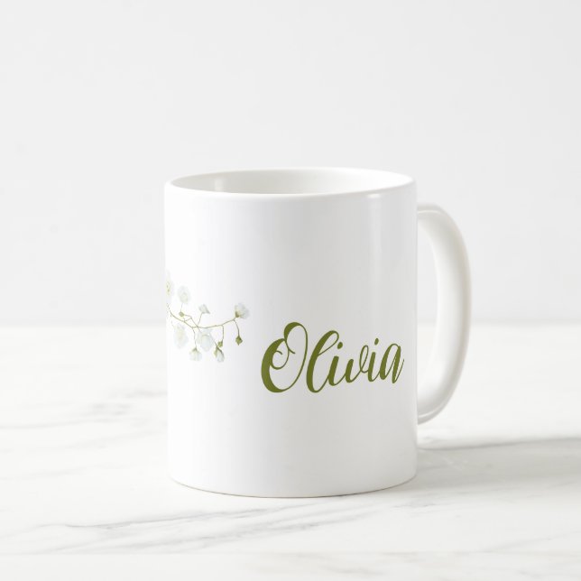 Simple Olivia namn vit ros elegant Kaffemugg (Framsida höger)