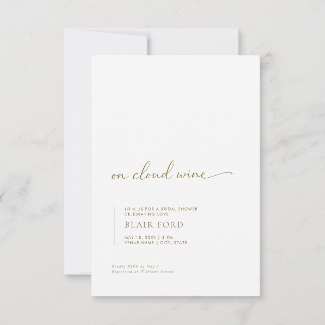 Simple On Cloud Wine Bridal Shower Invitation Inbjudningar (Framsida)