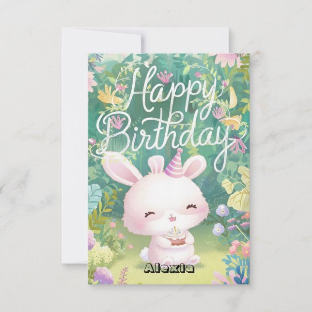 Simple Önskemål Bunny Digital Birthday Kort (Framsida)