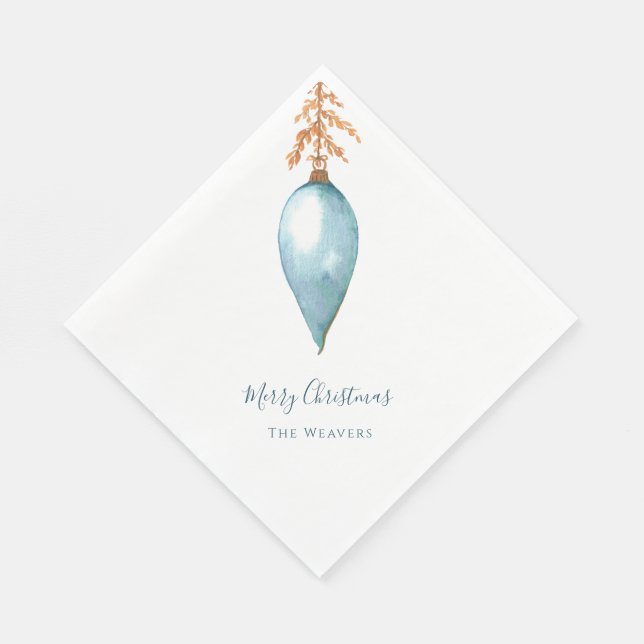 Simple Original Blue Watercolor Custom Christmas Pappersservett (Hörn)