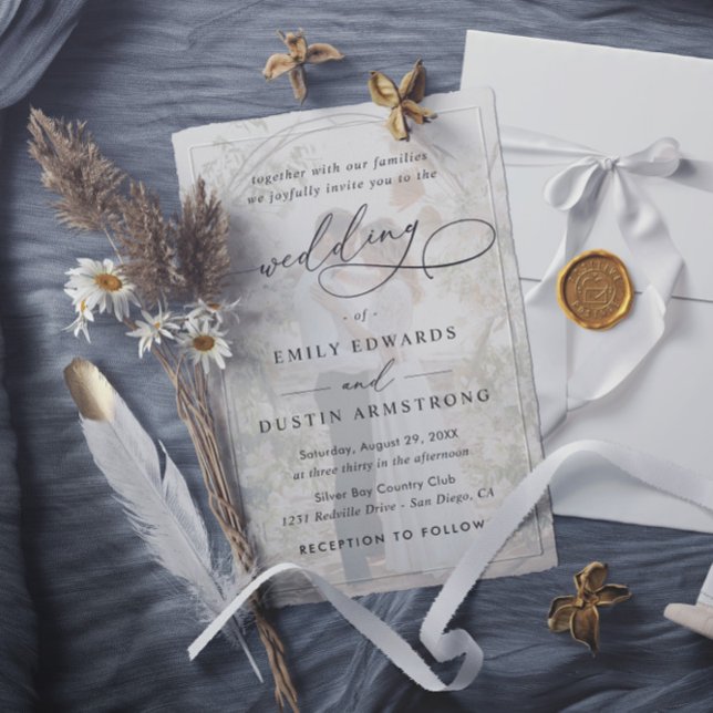 Simple Overlay Photo Budget QR Code Wedding Inbjudningar (Skapare uppladdad)