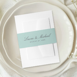 Simple Pale Teal Personalized Wedding Band För Inbjudningskort