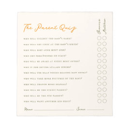 Simple Parent Quiz Baby Shower Game Notepad Anteckningsblock