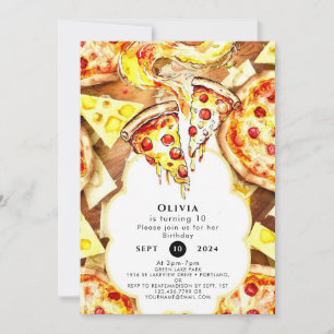 Simple Party Pizza Birthday Inbjudningar
