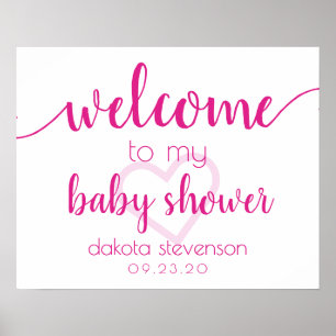 Simple Party Welcome Anpassad Shock rosa Heart Poster
