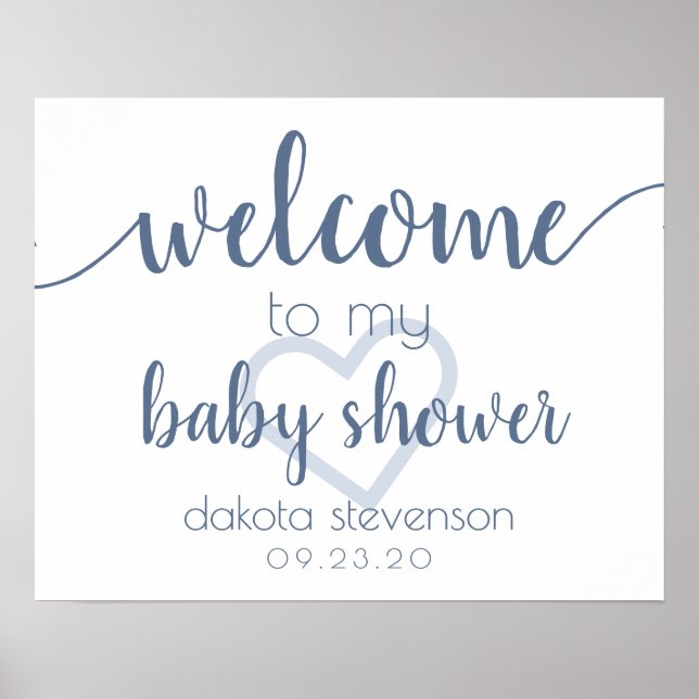 Simple Party Welcome | Dusty Blue Heart Anpassat Poster (Framsidan)