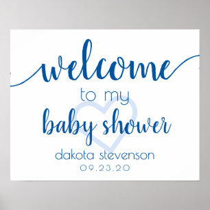 Simple Party Welcome   Fransk Blue Heart redigerba Poster