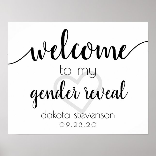 Simple Party Welcome | Svart skript Heart-redigerb Poster (Framsidan)