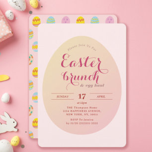 Simple Påsk Brunch Egg Hunt Soft Rosa Inbjudningar