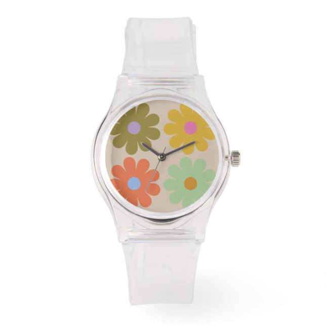 Simple Pastel Vintage Flower Pattern Armbandsur (Framsida)