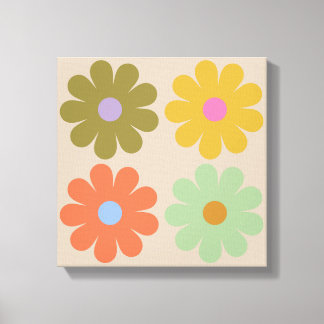 Simple Pastel Vintage Flower Pattern Canvastryck