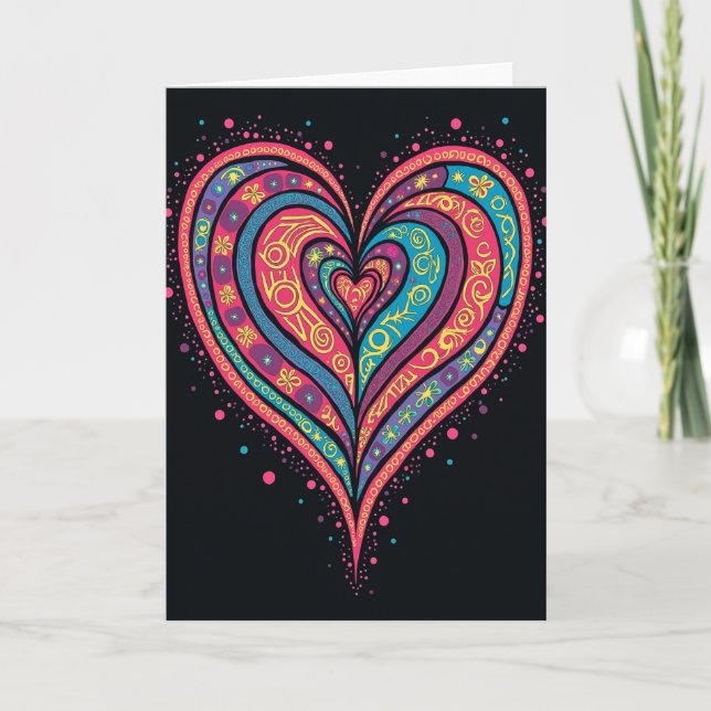 Simple Pattern Heart Card Kort (Framsida)