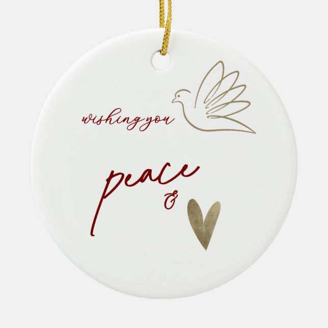 Simple Peace & Love Dove Photo Christmas Card Julgransprydnad Keramik (Framsidan)