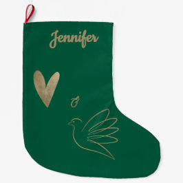 Simple Peace & Love Dove Photo Christmas Card Stor Julstrumpa