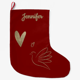 Simple Peace & Love Dove Photo Christmas Card Stor Julstrumpa