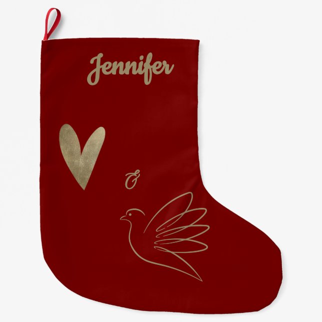 Simple Peace & Love Dove Photo Christmas Card Stor Julstrumpa (Framsidan)