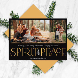 Simple Peace Photo Black Guld Julkort