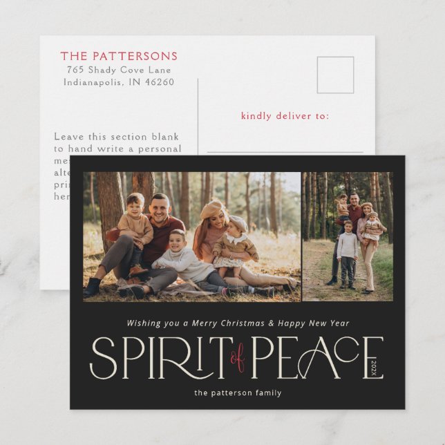 Simple Peace Photo Black Red Helg Vykort (Fram/baksida)