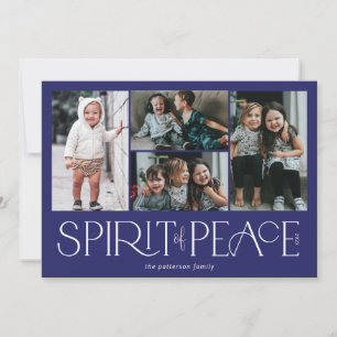Simple Peace Photo Hanukkah Blue Julkort