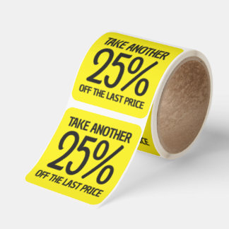 Simple Percentage Discount Black on Yellow Fyrkantigt Klistermärke