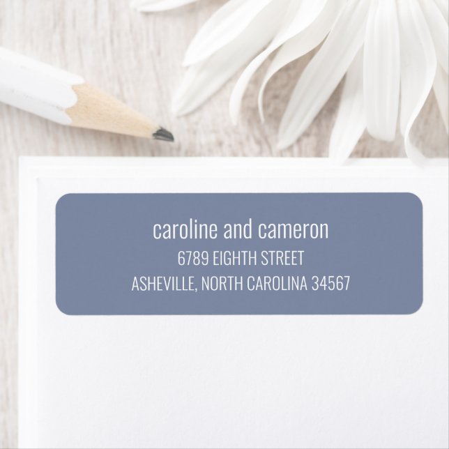 Simple Periwinkle Modern Wedding Return Address  Returadress Etikett (Insitu)