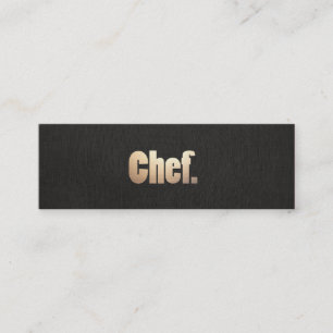 Simple Personal Chef Faux Black Linen och Guld Mini Visitkort
