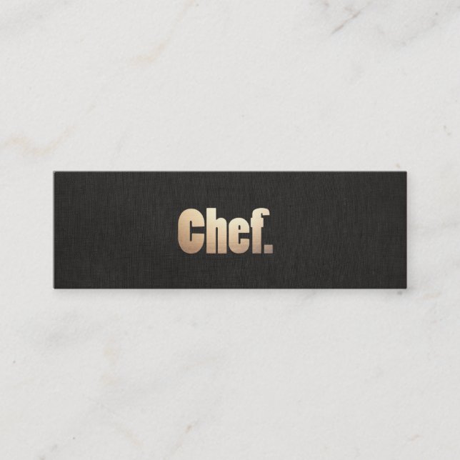 Simple Personal Chef Faux Black Linen och Guld Mini Visitkort (Framsida)
