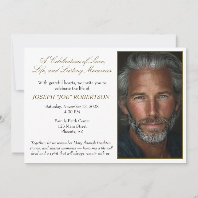 Simple Personalized Celebration of Life Invitation Inbjudningar (Framsida)