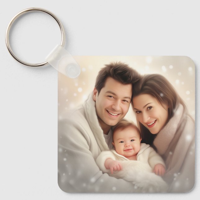 Simple Personalized Photo and Text Photo Keychain Nyckelring (Framsida)