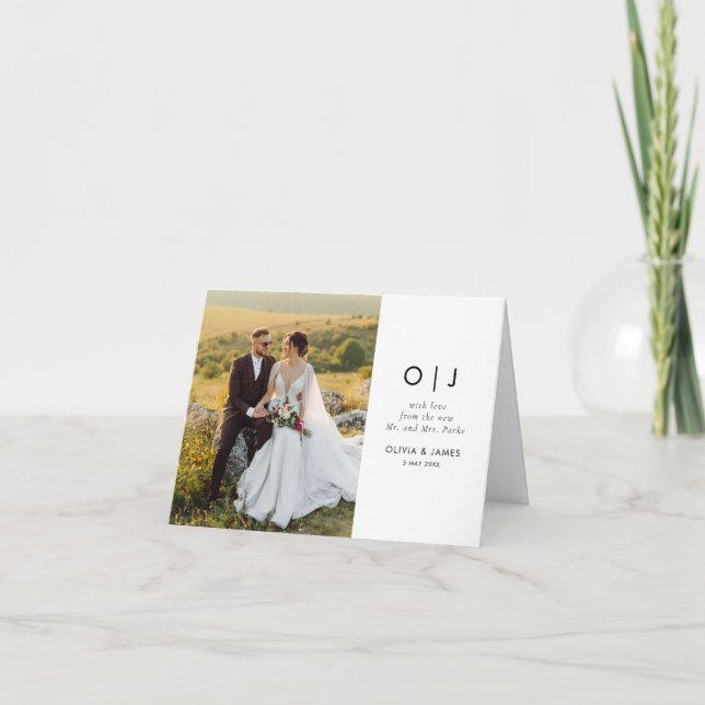 Simple Personalized wedding thank you card, Tack Kort (Framsida)