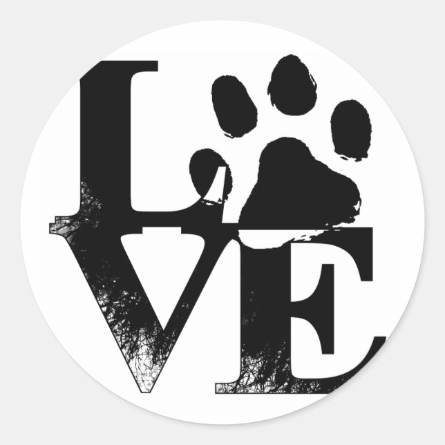 Simple Pet Kärlek Tass Runt Klistermärke (Framsida)