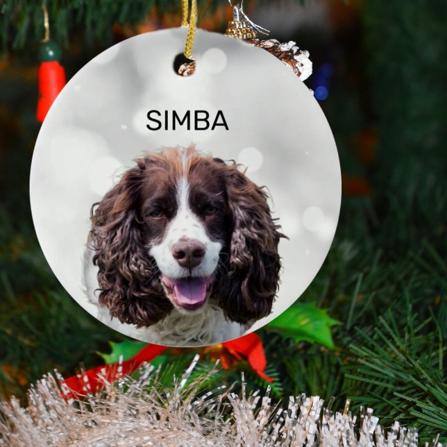 Simple Pet Photo och Namn Julgransprydnad Keramik (Skapare uppladdad)