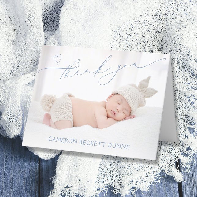 Simple Photo Baby Tack Kort (Photo baby folded thank you cards)