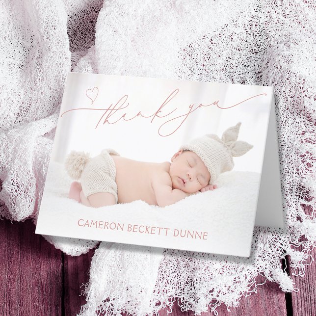 Simple Photo Baby Tack Kort (Photo baby folded thank you cards)