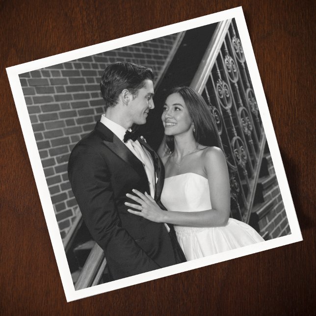 Simple Photo Bröllop Napkins Pappersservett (Skapare uppladdad)