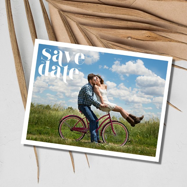 Simple Photo Bröllop spara datum Meddelande Vykort (Simple Photo Wedding Save the Date Postcard)