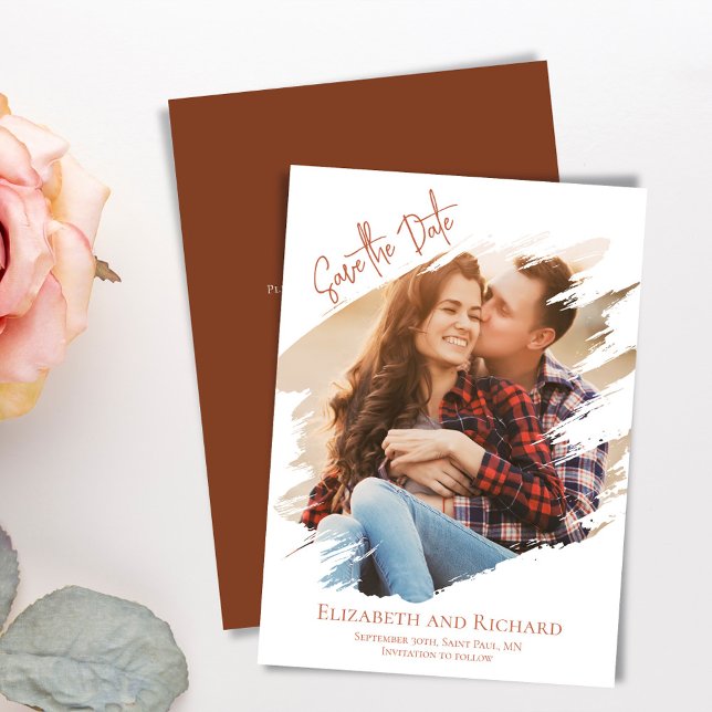 Simple Photo Bröllop spara datum Spara Datumet (Wedding photo save the date cards)