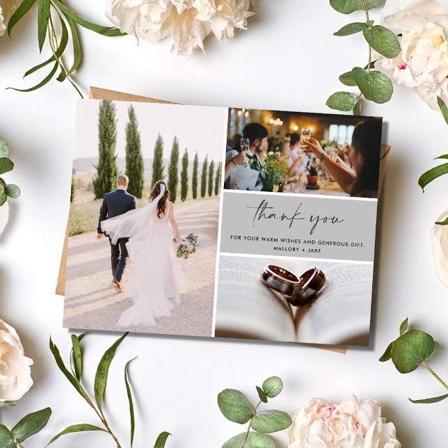 Simple Photo Bröllop Tack (Simple Photo Wedding Thank You Postcard)