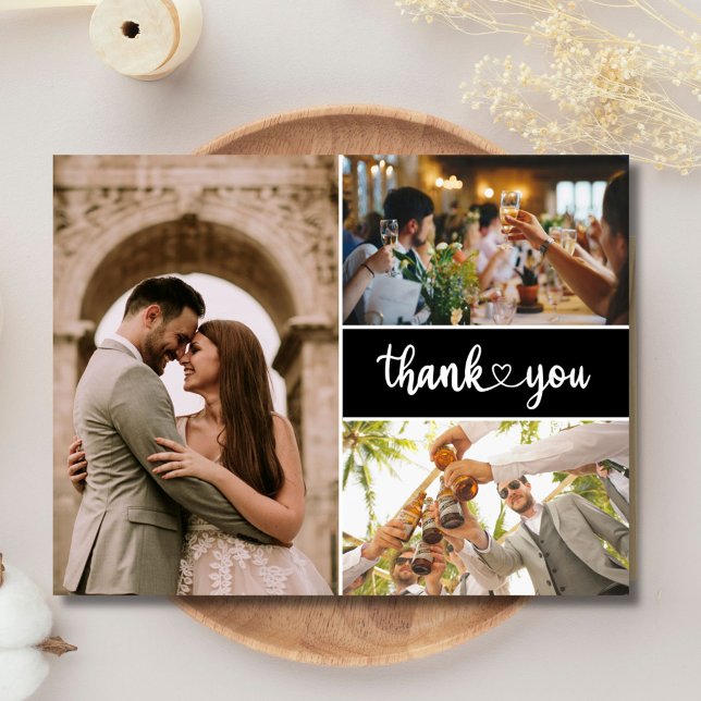 Simple Photo Bröllop Tack Inbjudan Vykort (Simple Photo Wedding Thank You Invitation Postcard)