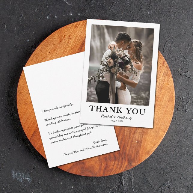 Simple Photo Bröllop Tack Kort (Small simple photo wedding thank you cards)