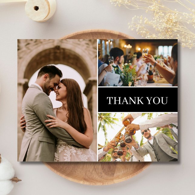 Simple Photo Bröllop Tack Vykort (Simple Photo Wedding Thank You Postcard)