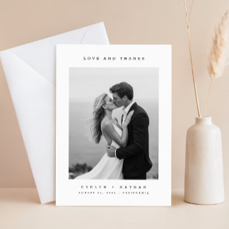 Simple Photo Budget Wedding Thank You Card W Note Tack Kort
