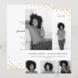 Simple Photo Collage Faux Guld Studentfest Inbjudningar