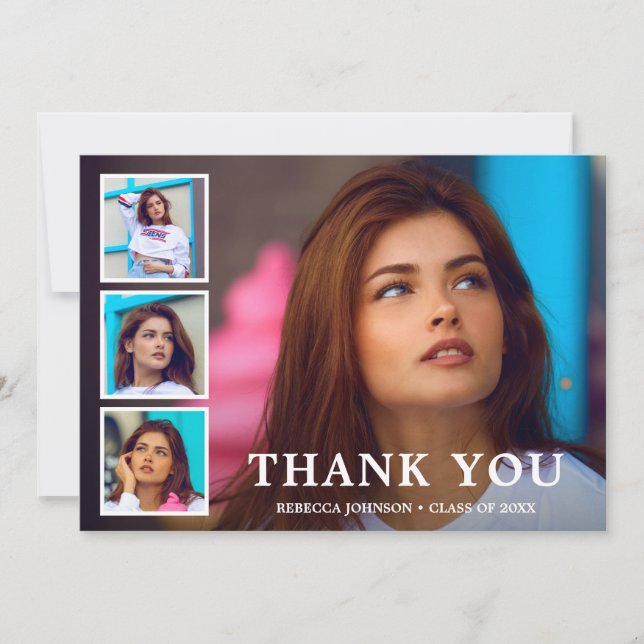 Simple Photo Collage Modern Studenten Tack Kort (Framsida)