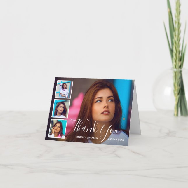 Simple Photo Collage Modern Studenten Tack Kort (Framsida)