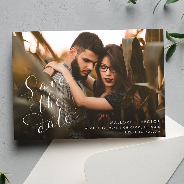 Simple Photo Elegant bröllop Spara Datumet (Simple Photo Elegant Wedding Save The Date)