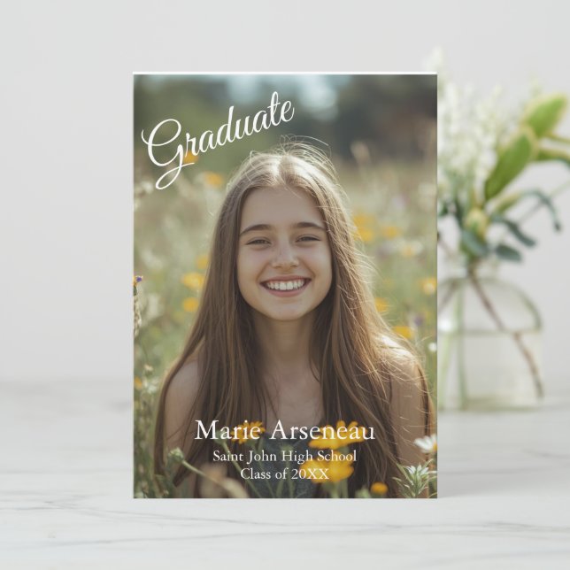  Simple Photo 'Graduate Announcement' Personalize Julkort (Stående Fram)