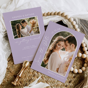 Simple Photo Lila Lavender Elegant bröllop Spara Datumet