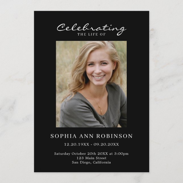 Simple Photo Memorial Order Of Service Black Program (Framsida)